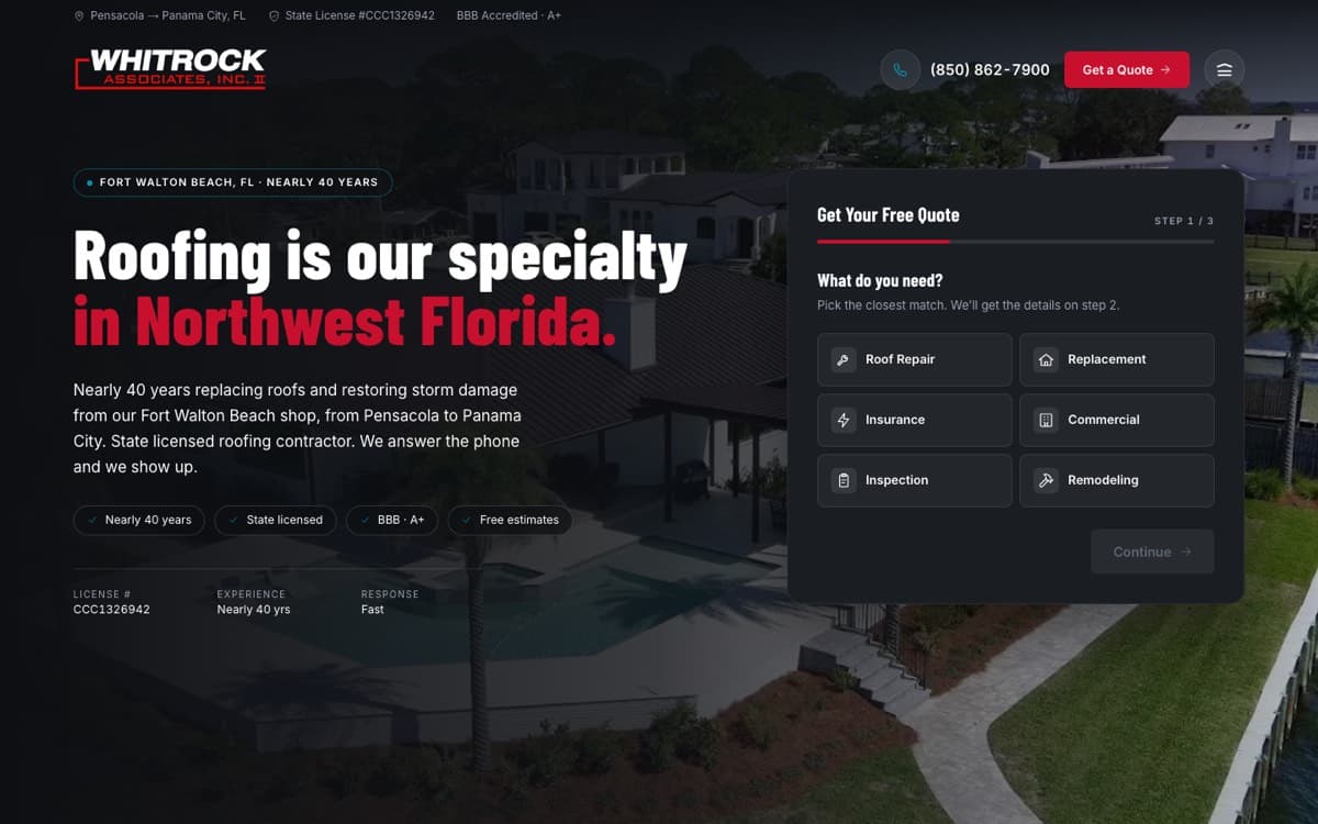 Homepage of the Whitrock Associates website built by Volk Digital
